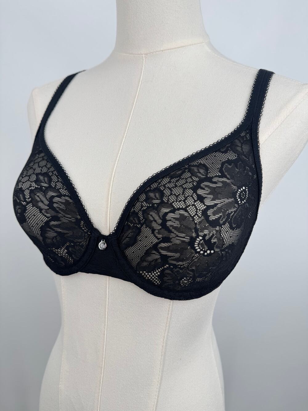 Adore Me bra 32C black lace underwire unlined 07519 NEW
